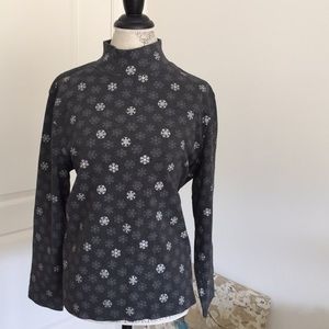 Laura Scott Snowflake Pattern Mock Turtleneck